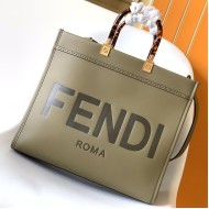 Replica Fendi Sunshine Medium Dove Gray Leather Shopper