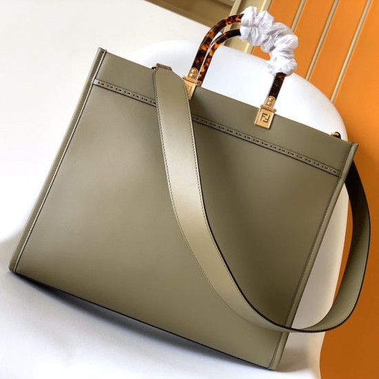 Replica Fendi Sunshine Medium Dove Gray Leather Shopper