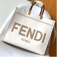 Replica Fendi Sunshine Medium White Leather Shopper