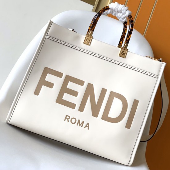 Replica Fendi Sunshine Medium White Leather Shopper