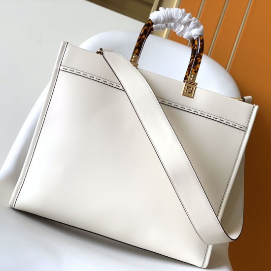 Replica Fendi Sunshine Medium White Leather Shopper