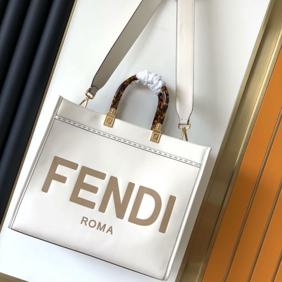 Replica Fendi Sunshine Medium White Leather Shopper