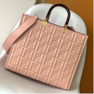 Replica Fendi Sunshine Medium Pink FF Zucca Leather Shopper