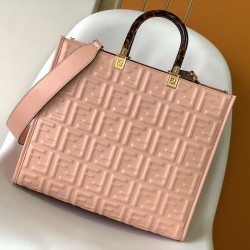 Replica Fendi Sunshine Medium Pink FF Zucca Leather Shopper