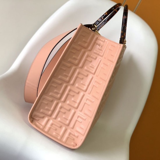 Replica Fendi Sunshine Medium Pink FF Zucca Leather Shopper