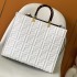 Replica Fendi Sunshine Medium White FF Zucca Leather Shopper