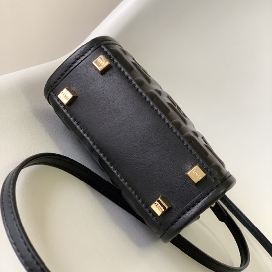 Fendi Mini Sunshine Shopper Black FF Zucca Leather