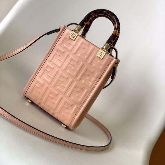 Fendi Mini Sunshine Shopper Pink FF Zucca Leather