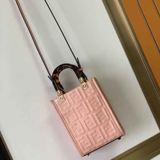 Fendi Mini Sunshine Shopper Pink FF Zucca Leather