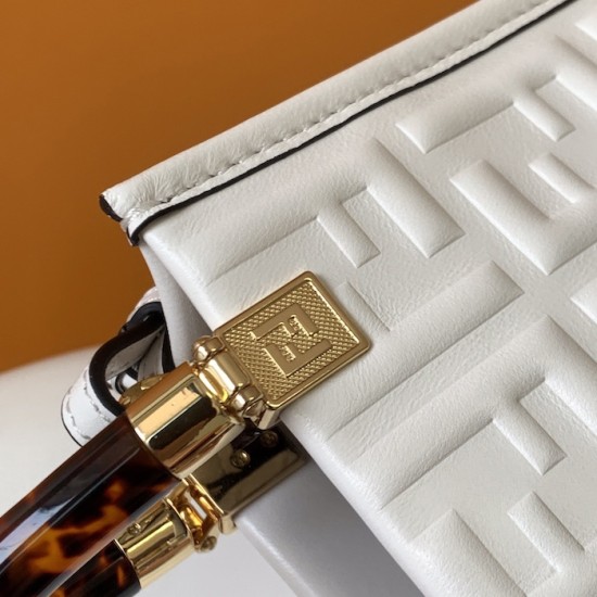 Fendi Mini Sunshine Shopper White FF Zucca Leather