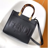 Fendi Sunshine Small Black Leather Shopper