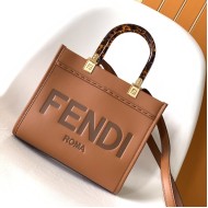 Fendi Sunshine Small Brown Leather Shopper