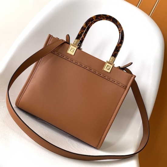 Fendi Sunshine Small Brown Leather Shopper