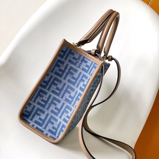 Fendi Sunshine Small Brown FF jacquard fabric bag blue