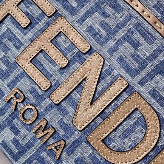 Fendi Sunshine Small Brown FF jacquard fabric bag blue