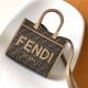 Fendi Sunshine Small Brown FF jacquard fabric bag