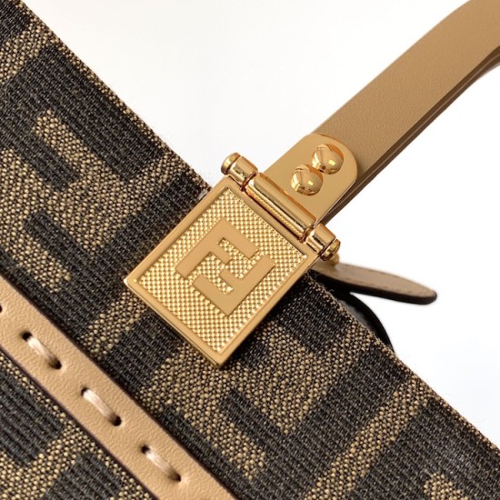 Fendi Sunshine Small Brown FF jacquard fabric bag