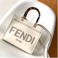 Fendi Sunshine Small White Leather Shopper