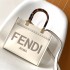 Fendi Sunshine Small White Leather Shopper