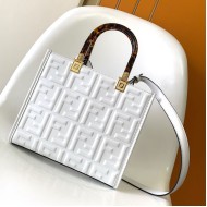 Fendi Sunshine Small White FF Zucca Leather Shopper