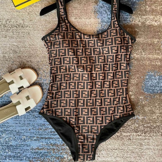 Fendi One-Piece Swimsuit Zucca FF Brown