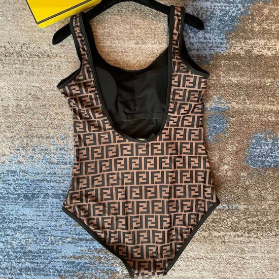 Fendi One-Piece Swimsuit Zucca FF Brown