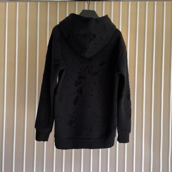 Givenchy Paris Distressed Oversized Hoodie Black