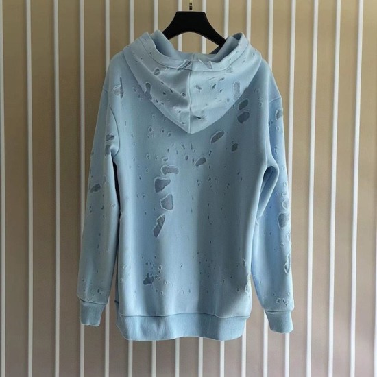 Givenchy Paris Distressed Oversized Hoodie Blue