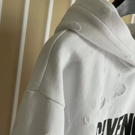 Givenchy Paris Distressed Oversized Hoodie White