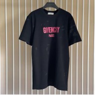 Givenchy Paris Distressed Oversized T Shirt Black / Red