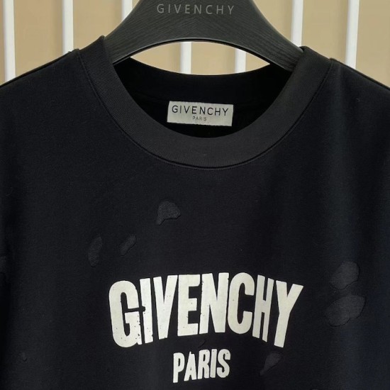 Givenchy Paris Distressed Oversized T Shirt Black