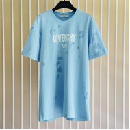 Givenchy Paris Distressed Oversized T Shirt Blue