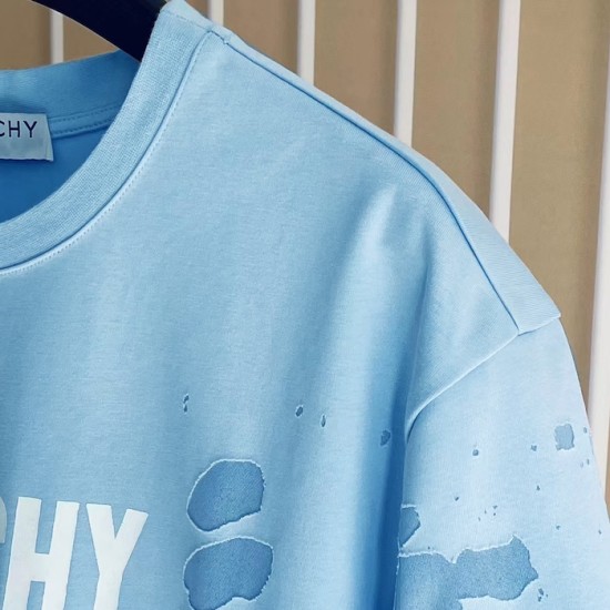 Givenchy Paris Distressed Oversized T Shirt Blue