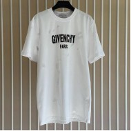 Givenchy Paris Distressed Oversized T Shirt White / Black