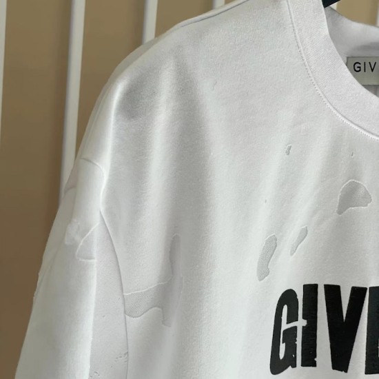 Givenchy Paris Distressed Oversized T Shirt White / Black