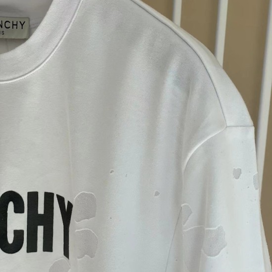 Givenchy Paris Distressed Oversized T Shirt White / Black