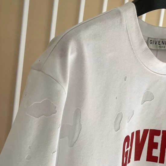 Givenchy Paris Distressed Oversized T Shirt White