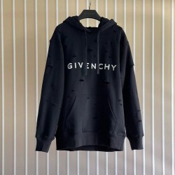 Givenchy Hoodie in fleece with destroyed effect black