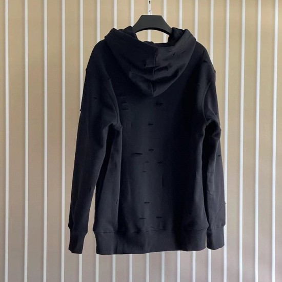 Givenchy Hoodie in fleece with destroyed effect black