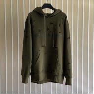 Givenchy Hoodie in fleece with destroyed effect green