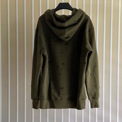 Givenchy Hoodie in fleece with destroyed effect green