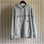 Givenchy Hoodie in fleece with destroyed effect grey