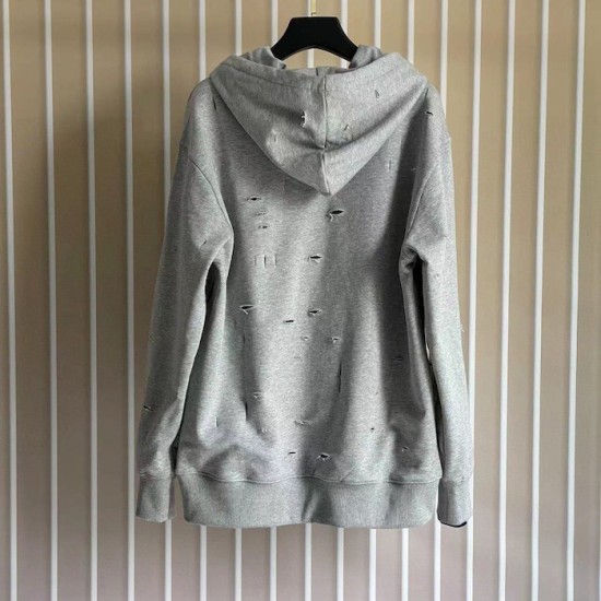 Givenchy Hoodie in fleece with destroyed effect grey