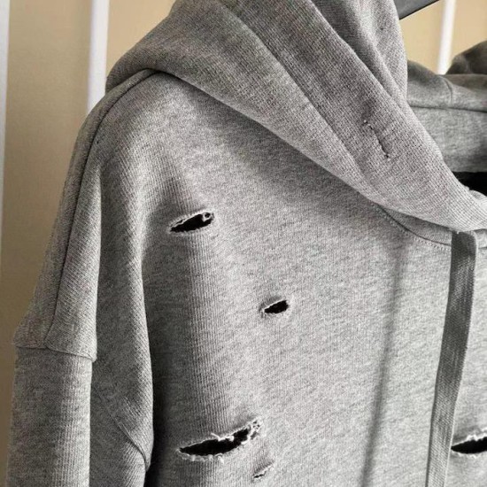 Givenchy Hoodie in fleece with destroyed effect grey