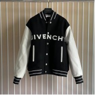 Givenchy Varsity Jacket in Wool and Leather Black