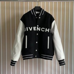 Givenchy Varsity Jacket in Wool and Leather Black