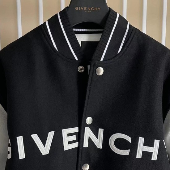 Givenchy Varsity Jacket in Wool and Leather Black