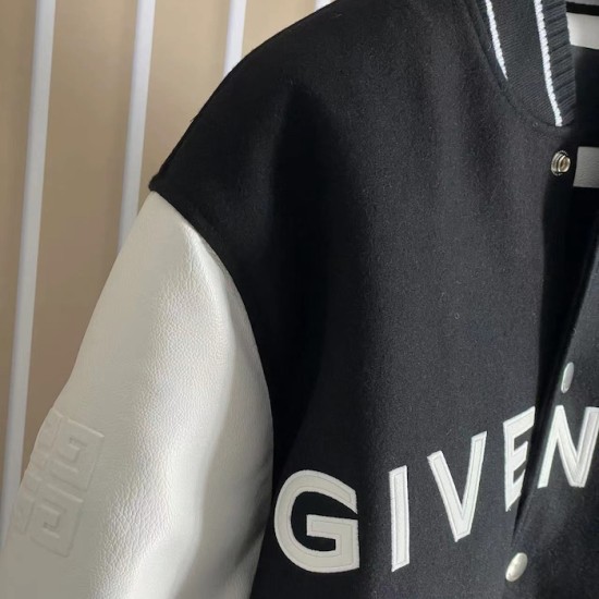 Givenchy Varsity Jacket in Wool and Leather Black