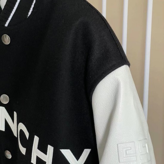 Givenchy Varsity Jacket in Wool and Leather Black