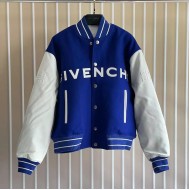 Givenchy Varsity Jacket in Wool and Leather Blue